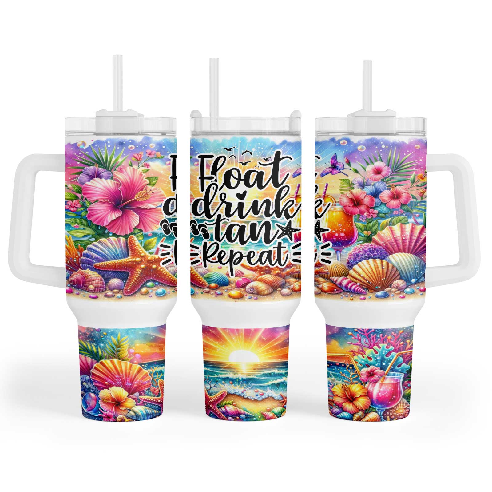 Float. Drink. Tan. Repeat. 40oz Tumbler Maxi Cup